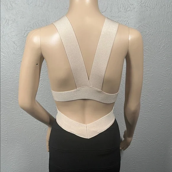 Bebe Elegant Black and Cream Bandage Bodycon Dress Women's Size XS - Picture 7 of 10